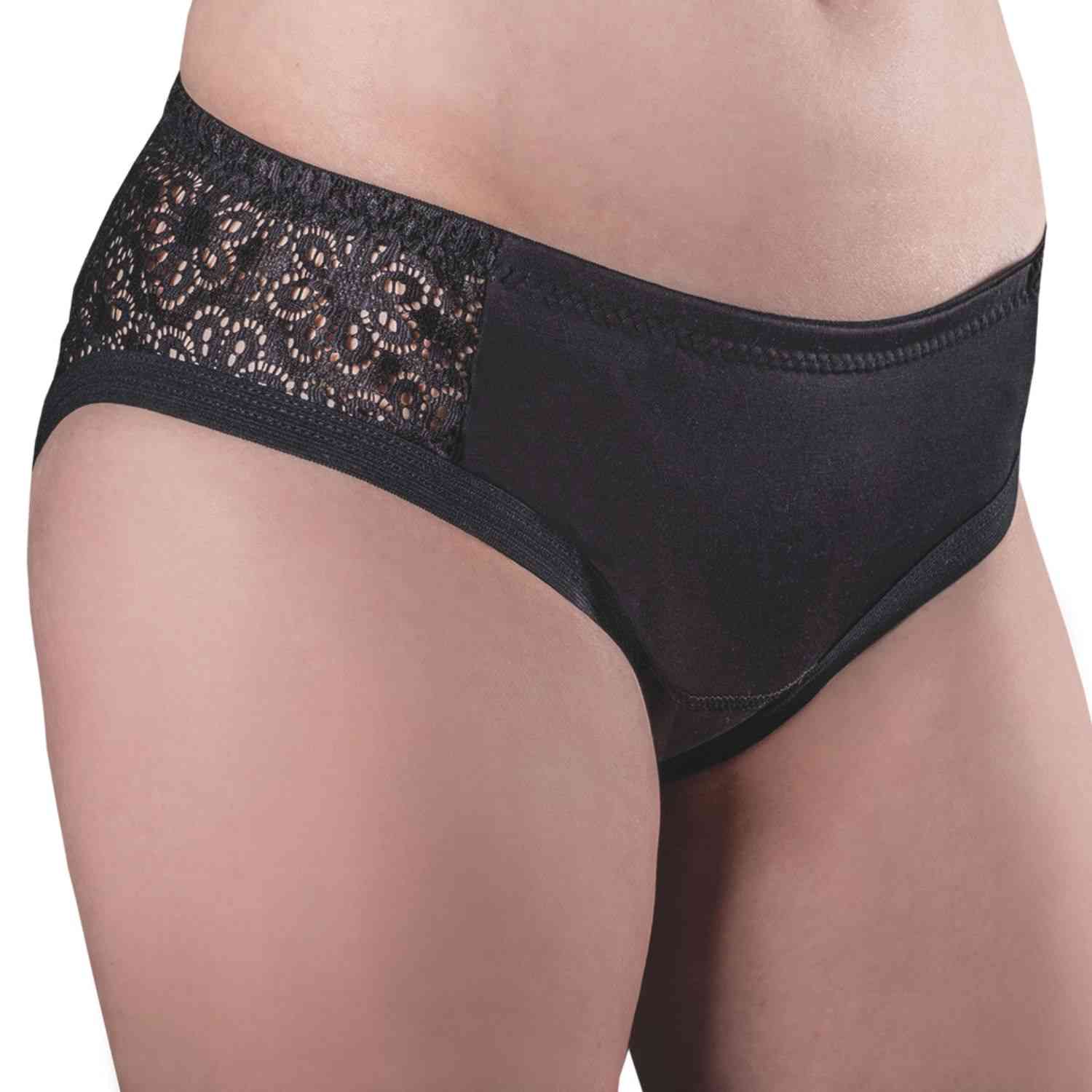 Suprima Inko-Slip 1290 009, Viva! easy mit Spitze und Saugeinlage - schwarz, Gr. S-XL